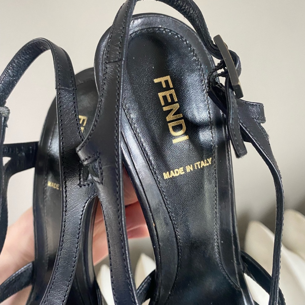 FENDI spuntata cuoietto nero heels sandal black Size 37 - Picture 9 of 16
